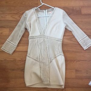 Cream color dress, long sleeves,